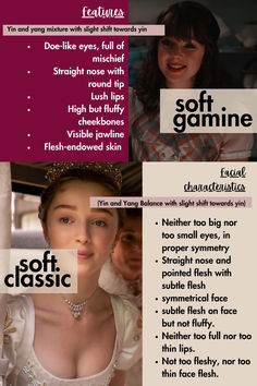 Kibbe's system can be confusing and overwhelming. See those differences explained here. Soft Gamine vs Soft Classic types are so easy to undertand. Soft Classic Hair, Change Your Wardrobe, Ingenue Essence, Soft Classic Kibbe, Classic Kibbe, Classic Essence, Straight Nose