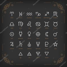 the zodiac symbols and their meanings on a black background stock photo 547892