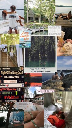 the collage has many different pictures and words on it, including people laying in bed