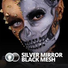 Contact Lenses Halloween, Halloween Contact Lenses, Halloween Contacts, White Eyes, Silver Mirror, Black Mirror