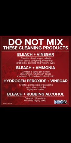 do not mix the cleaning products label on a black background with red and white lettering