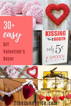 valentine's day decorations and crafts are featured in this collage