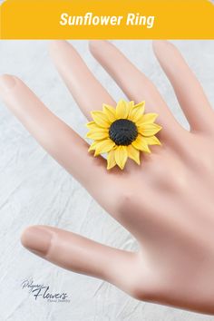 $24.00 • This is such a beautiful sunflower ring for those who love this flower. Handcrafted, this ring will undoubtedly be the perfect gift for all occasions. Adjustable Yellow Flower Ring For Gift, Sunflower Design Flower Ring For Gift, Adjustable Sunflower Design Flower Ring Gift, Poppy Ring, Botanical Ring, Polymer Clay Ring, Sunflower Ring, Polymer Clay Flowers, Clay Flowers