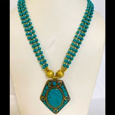 A Beautifully Designed Tibetan Jewellery, Brings An Art Of Elegance. The Perfectness And Attractiveness Of Its Natural Quality Adds To Rare Beauty, Making Ideal For All Ages. Handmade Blue Jewelry For Festivals, Handmade Blue Jewelry For Festive Occasions, Handmade Turquoise Necklace For Meditation, Traditional Blue Beaded Necklace For Gift, Bohemian Turquoise Necklace For Festive Occasions, Blue Necklace For Festivals And Gifts, Blue Bohemian Necklace For Festive Occasions, Temple Jewelry Turquoise Necklaces For Festivals, Handmade Jewelry For Meditation And Festivals