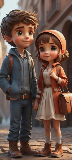 a boy and girl standing next to each other