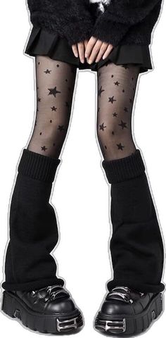 cutiekill-spicy-stars-tights-leg-warmers-c0355 Black Winter Socks, Casual Footless Winter Stockings, Casual Footless Stockings For Winter, Trendy Black Winter Leggings, Trendy Fitted Winter Socks, Trendy Black Knee-high Tights, Trendy Fitted Socks For Winter, Winter Footless Tights, Cozy Black Thigh High Leg Warmers