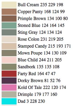 the color chart for different shades of paint