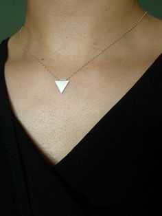 Different shape, still simple Small Sterling Silver Necklaces, Nickel-free Minimalist Necklace, Minimalist Nickel-free Necklace, Small Minimalist Nickel Free Necklace, Minimalist White Triangle Jewelry, Silver Triangle Jewelry For Everyday, Silver Triangle Necklace For Gift, Nickel-free Triangle Sterling Silver Jewelry, Triangle Shaped White Jewelry For Gifts