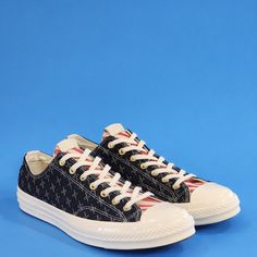 Converse Chuck 70 Low Ox Ny Americana Us American Flag Red Blue White Canvas Unisex Sneakers 159099c Nwt Size Guide: Men's 12 - Women's 14 Mpn: 159099c More Cushioning, Tougher Canvas, Same Versatility. The Chuck 70 Low Top Is Built Off Of The Original 1970s Design, With Premium Materials And An Extraordinary Attention To Detail, With Added An Extra Cushy Insole For Arch Support And Stability. Canvas Upper Is Lightweight And Durable. The Timeless Silhouette You Know And Love. Rubber Outsole For Casual Custom Sneakers With Embroidered Logo And White Sole, Sporty Low-top Canvas Shoes With Embroidered Logo, Blue Sneakers With Embroidered Logo For Casual Wear, Casual High-top Custom Sneakers With Embroidered Logo, Streetwear Canvas Lace-up Shoes With Embroidered Logo, Streetwear Canvas Shoes With Embroidered Logo, Sporty Canvas Shoes With Embroidered Logo, Casual Custom Sneakers With Embroidered Logo, Converse Custom Low-top Sneakers With Vulcanized Sole