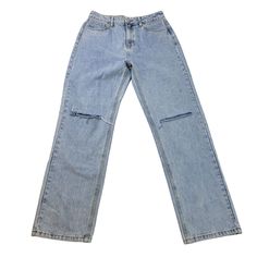 All the Y2K vibes in these light, almost acid washed high rise jeans that have distressing at the knees. Great to pair with boots or sneakers for a Boho or streetwear vibe. FIT GUIDE: If the fabric in jeans contains elastane or spandex, there will be some stretch - the more elastane, the more stretch!NOTE that preloved pieces may have changed in size with wash and wear so please check approximate measurements for current size and fit.Size: Womens 8Approximate Measurements Lying Flat: Waist 15.25 Edgy Light Wash Jeans With Frayed Hem, Edgy Light Wash Denim Jeans, Trendy Ripped Jeans For Everyday, Grunge Cutoff Jeans For Streetwear, Cutoff Grunge Jeans For Streetwear, Grunge Streetwear Cutoff Jeans, Urban Style Distressed Light Wash Jeans, Urban Distressed Light Wash Jeans, Light Wash Relaxed Fit Grunge Jeans