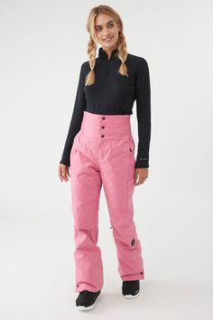 Slim fit with a high Lilac Snow Pants, Skating Pants Women, Preppy Snow Pants, Sporty High Waist Pants With Built-in Shorts, High-waist Nylon Sports Bottoms, High Waist Nylon Sports Bottoms, Pink Nylon Bottoms With Built-in Shorts, Functional High Waist Bottoms For Sports, Functional Nylon Bottoms With Elastic Waistband