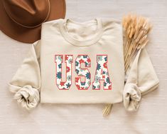 Retro American Crewneck Sweatshirt ,Patriotic Shirt, USA Sweatshirt, America Shirt, 4th of July Shirt, Red White and Blue, Independence Day  Hello there! We choose one of the highest-quality t-shirt manufacturers in the market! We either choose Circle Soft Style, Bella Canvas, Gildan Soft Style. If you want a specific brand please let us know. Otherwise, we will send the brand that we have available in our stock. Here's some additional information: - All solid color t-shirts are made of 100% cot Usa Sweatshirt, Patriotic Shirt, 4th Of July Shirt, Patriotic Shirts, High Quality T Shirts, Cricut Ideas, Soft Style, Red White And Blue, Tshirt Colors