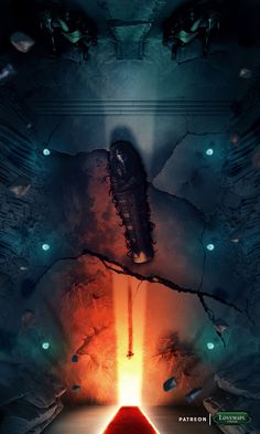 a movie poster with an image of a rocket coming out of a hole in the ground