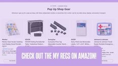 the website for pop up shop gear is displayed with an image of various items on it