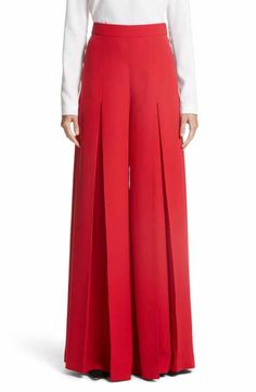 Red Wide Leg Trousers, Wide Leg Flare Pants, Korean Fashion Women Dresses, Wide Leg Pants High Waisted, Red Wide Leg Pants, Wide Leg Pants Women, Cotton Short Dresses, Sara Battaglia