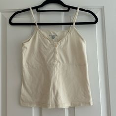 Cream Tank With Buttons, Brand New Condition Brandy Melville Shirts & Tops, Casual Cream Camisole For Spring, Casual Cream Tank Top For Everyday, Casual Cream Cami Tank Top, Beige Cotton Camisole For Day Out, Casual Cream Cami Top, Old Brandy Melville, Brandy Clothes, Brandy Top