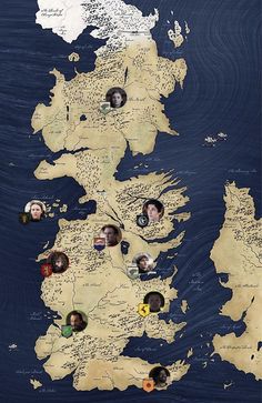 a map with many different faces on it