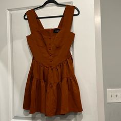 Cider Burnt Orange Mini Dress Hidden Zipper Nwt Size Small Brown A-line Sundress, Brown A-line Mini Dress For Day Out, A-line Brown Mini Dress For Day Out, Cider Dresses, Barbie Pink Dress, Silver Mini Dress, White Tank Dress, Brown Mini Dress, Orange Mini Dress