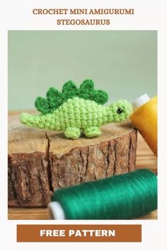 crochet mini amigurmi stegosaurus free pattern for the green lizard