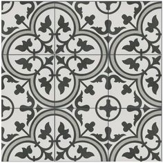 black and white tile with an ornate design