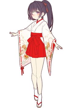 Anime Kimono Design, Fanfic Outfits, Shrine Maiden, Anime Kimono, Anime Inspired Outfits, Anime Base, Book Art Drawings, Anime Inspired