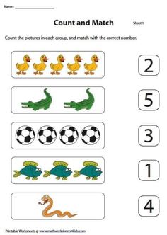 the worksheet for counting and matching numbers