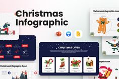 the christmas info graphic is displayed in three different styles