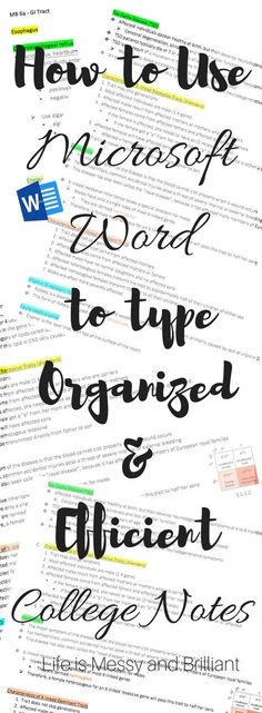 how to use microsoft word to type organized and efficient college notes