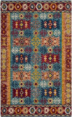 a colorful rug with many different colors and patterns