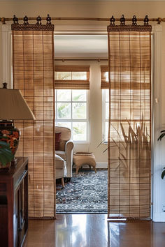 an open living room with sliding glass doors