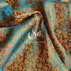 PURE MULBERRY SILK Fabric by the Yard Natural Silk Green Silk With Orange Small Flowers floral Silk handmade in Vietnam Brocade Silk - Etsy Types Of Silk Fabric, Embroidered Salwar, Mulberry Leaf, Mulberry Silk Fabric, Pure Chiffon, Elegant Embroidery, Natural Silk, Green Silk, Silk Thread