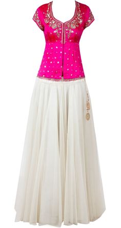 ******ZARAH******* Like our page https://www.facebook.com/zarahclothing/ ********************************************************** White Net Lehenga, Long Blouse Designs, Hot Pink Blouses, Designer Lehengas, Choli Designs, Net Lehenga, Red Lehenga, Patiala Salwar, Indian Couture