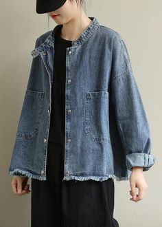 Modern stand collar pockets Plus Size Coats Women denim blue Knee jackets Materials used: cotton blendedMeasurement:One size fits all for this item. Please make sure your size doesn't exceed this size: 3XL/BUST-118cm length 59cm / 23.01"bust 118cm / 46.02"Waist 116cm / 45.24"Cuff 20cm / 7.8"hem 116cm / 45.24"We ship worldwide.Tracking numbers provided for all orders. Denim Blue Cotton Jacket With Pockets, Washed Blue Cotton Denim Jacket With Pockets, Spring Washed Blue Collared Denim Jacket, Spring Washed Blue Outerwear With Pockets, Washed Blue Denim Jacket With Pockets, Washed Blue Cotton Denim Jacket With Buttoned Pockets, Spring Washed Blue Denim Jacket With Buttoned Pockets, Collared Denim Blue Jacket For Fall, Fall Denim Blue Collared Denim Jacket