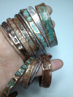 Patina cuffs, handmade copper jewelry, hand hammered... Luxury Patina Cuff Bracelets, Luxury Patina Cuff Bracelet As Gift, Handmade Copper Jewelry John S Brana - Handmade Jewelry, Luxury Cuff Bracelets With Patina, Luxury Patina Cuff Jewelry, Luxury Artisan Copper Jewelry, Luxury Bohemian Patina Bracelets, Luxury Traditional Cuff Bracelet With Patina, Copper Found Object Jewelry