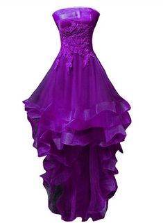 Purple Tulle With Lace High Low Party Dress Formal Dress, Purple Homecoming Dresses on Luulla Formal Dress Purple, Purple Homecoming, High Low Party Dresses, High Low Evening Dresses, Party Dress Formal, Purple Homecoming Dress, Purple Tulle, Color Rush, Make Your Own Dress