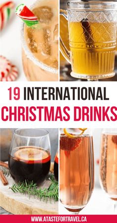 christmas drinks with text overlay that reads 19 international christmas drinks