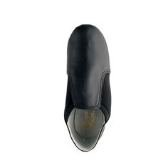 Slip-on Jazz shoe features soft glove leather with spandex wrap split-sole, cotton lining and heel counter. Leather Slip-on Dance Shoes, Fitted Synthetic Dance Shoes With Rubber Sole, Fitted Leather Dance Shoes With Rubber Sole, Leather Round Toe Dance Shoes, Leather Dance Shoes With Rubber Sole For Practice, Leather Dance Shoes With Leather Sole For Practice, Leather Slip-on Dance Shoes With Rubber Sole, Leather Dance Shoes With Leather Sole, Flexible Dance Shoes With Rubber Sole For Practice