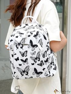 Bird in Bag - Functional Womens Nylon Waterproof Backpack with Laptop Compartment for Back to School Travel. White Backpack With Zipper Closure For Outdoor, Back To School Outdoor Bags, Trendy Outdoor Backpack For Summer, Summer School Backpack With Zipper Closure, White Backpack With Zipper For Summer, White Zippered Backpack For Summer, White Backpack With Zipper Closure For Summer, Preppy Travel, Preppy Backpack