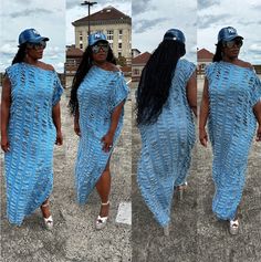 Denim will ALWAYS be a vibe and this light weight denim maxi dress does not disappoint! Cut slits throughout this flowy statement piece that has multiple styling options to give you an edge! Leg split allows comfort and versatility to be worn on either side. In One Size fits up to 3X Styling tip: Can be worn over jeans, dresses, on it's own. Dress is not see through. Styling options are endless! Available in Medium Blue , Dark Denim and Black Denim Size US Size One Size Swim Jewelry, Denim Maxi Dress, Leg Split, Denim Maxi, Kaftan Dress, Isle Of Man, British Indian Ocean Territory, Equatorial Guinea, Blue Dark