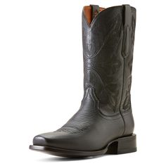 Our striking Stilwell boot is handcrafted by artisan boot makers in León, Mexico and infused with Ariat comfort features. Supple, strong and impressively durable American Bison leather gives this premium boot comfort and durability you can count on. Bench Made Stilwell Cowboy Boot | Product Features : 0 : Removable All Day Cushioning insole with genuine vegetable tanned, anti-odor leather sock liner that molds to your foot, 1 : Lemonwood pegged sole for durability and fit, 2 : Resolable stacked Western Style Goodyear Welted Work Boots, Fitted Work Boots With Reinforced Heel For Western Events, Black Leather Boots For The Ranch, Rugged Black Work Boots For Ranch, Black Rugged Work Boots For Western-themed Events, Black Leather Sole Boots For Ranch, Fitted Boots With Reinforced Toe For Western Events, Black Boots With Reinforced Heel, Black Leather Boots For Ranch