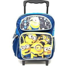 Small Rolling Backpack, Size: ~12 x 9 x 4"; Licensed Product Color: Blue.  Gender: unisex.  Age Group: adult. Blue Student Bag, Blue Lightweight School Bag, Portable Blue Backpack, Blue Portable Backpack For Back To School, Blue Rectangular Backpack For Students, Blue Bags For Back To School, Blue Travel Backpack Luggage, Back To School Blue Backpack With Adjustable Strap, Blue Backpack With Adjustable Strap For Back To School