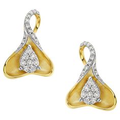 14KT:3.049g, Diamond:0.37ct Gold Earrings Dangle, Yellow Sapphire, Earrings Jewelry, Pave Diamonds, Earrings Handmade, Semiprecious Stones, Precious Stones, Diamond Jewelry, Natural Diamonds