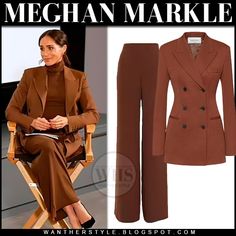 Meghan Markle in brown Valentino blazer and brown Valentino pants december 15 Valentino Blazer, Valentino Pants, Church Fits, Brown Blazer