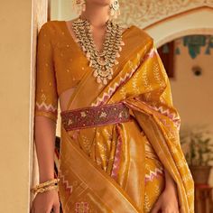 Mustard colored saree is made from art silk fabric which is highlighted with beautiful patola printed work. comes along unstitched art silk blouse piece which you can customise as per your design/style.Occasion - You can wear this saree for party, sangeet, special occasion, ideal for any fashionista. Style it up - Look glamorous in this traditional saree Pair this saree with Ethnic Gold Jewellery, beautiful clutch to complete the look!! Note:- The actual product may differ slightly in color and design from the one illustrated in the images when compared with computer or mobile screen. Saree For Party, Traditional Saree, Fashionista Style, Art Silk Sarees, Printed Art, Mobile Screen, Traditional Sarees, Blouse Piece, Gold Jewellery