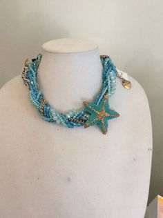 Betsey Johnson Into The Blue Starfish Bead Braided Collar Necklace $195 BE17 889295030707 | eBay Blue Starfish, Into The Blue, Handbag Charms, Beaded Necklaces, Collar Necklace, Starfish, Betsey Johnson, Vera Bradley, Braids