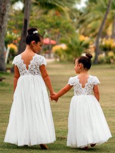 Young Girl Vintage Floral Lace Short Sleeve Tulle Maxi Flower Girl Dress White Party  Short Sleeve  Colorblock,Plain,All Over Print A Line   Young Girls Clothing, size features are:Bust: ,Length: ,Sleeve Length: Flower Girl Dress White, Girl Dress White, Floral Lace Shorts, White Flower Girl Dresses, Girl Vintage, White Short Dress, Lace Short, White Party, Flower Girl Dress