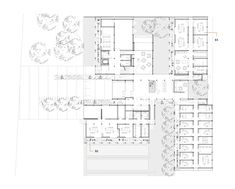 the floor plan for an office building with multiple floors and several rooms, all in different sections