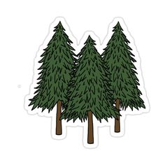 three pine trees sticker on a white background