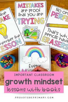 five classroom posters with the words growth minds on them