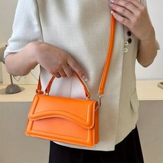 Women's Top Handle Shoulder Bag, Solid Color Flap Square Purse  🎉 Coupon price[8,99€ or 10,07$] - For more informations click Visit.  💰100€ coupon bundle: https://temu.to/m/umqdxbb2wnw Spaghetti Strap Rompers, Orange Square, Diy Fashion Clothing, Floral Denim, Jumpsuit With Sleeves, Mini Crossbody Bag, Mini Crossbody, Bag Bag, Neon Orange